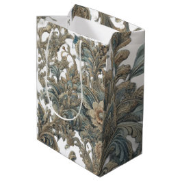 Dusky Blue Floral Brocade Muster Mittlere Geschenktüte