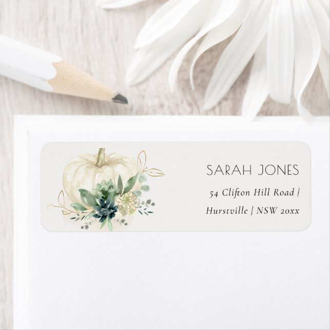 Dusky Blue Green Gold Succulent Pumpkin-Adresse (Insitu)