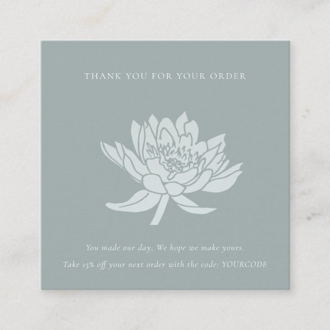 DUSKY BLUE LOTUS FLORA LOGO SHOPPPING DANK QUADRATISCHE VISITENKARTE (Vorderseite)