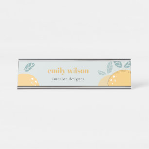 Dusky Blue Niedlich Lemon Abstrakt Bold Fruchtzitr Schreibtischnamensplakette