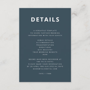 Dusky Blue Skandinavische Minimalistische Hochze Begleitkarte