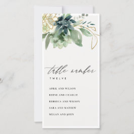 Dusky Blue Succulate Seating Chart Tischnummer