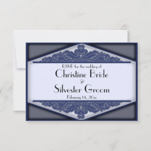 Dusky Blue Vintag, 3.5"x5" Hochzeit rsvp Karte