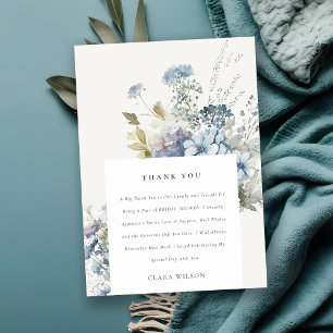 Dusky Blue Watercolor Cottage Floral Brautparty Dankeskarte