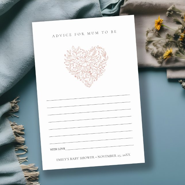 Dusky Blush Flora Herzberatung für Mum Baby Dusche Begleitkarte (Von Creator hochgeladen)
