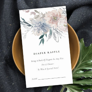 Dusky Blush Floral Diaper Raffle Baby Dusche Begleitkarte
