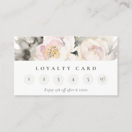 Dusky Blush Peony Floral Bunch 6 Punch Loyalty Visitenkarte