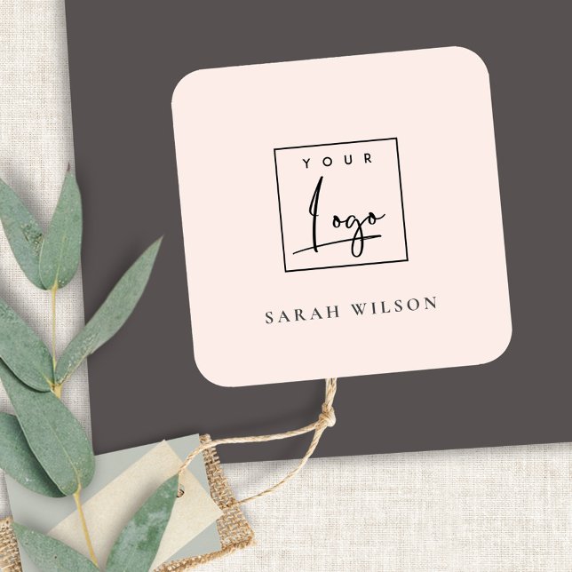 Dusky Blush Pink Logo für Werbeaktionen Quadratischer Aufkleber (Von Creator hochgeladen)