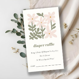Dusky Blush Retro Floral Diaper Raffle Baby Dusche Begleitkarte