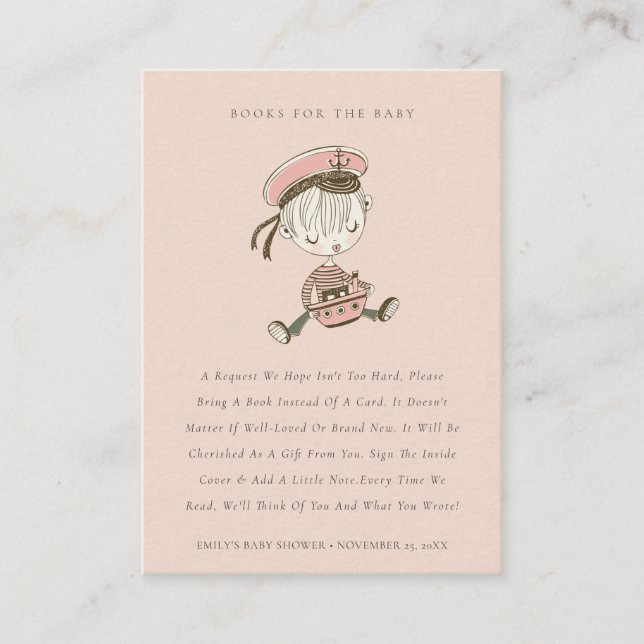 Dusky Blush Sailor Nautical Books for Baby Shootin Begleitkarte (Vorderseite)