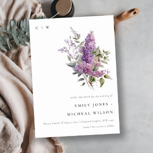 Dusky Chic Lilac Green Hütte Floral Wasserfarbe Save The Date