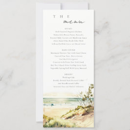 Dusky Coastal Beach Sun Seascape Wedding Menu Card Einladung