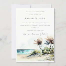 Dusky Coastal Palm Beach Seascape Brautparty Einladung