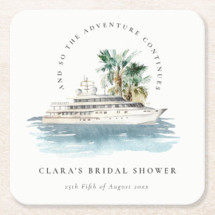 Dusky Cruise Ship Palm Seascape Brautparty Rechteckiger Pappuntersetzer