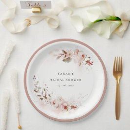 Dusky Fall Marsala Blush Brautparty Pappteller