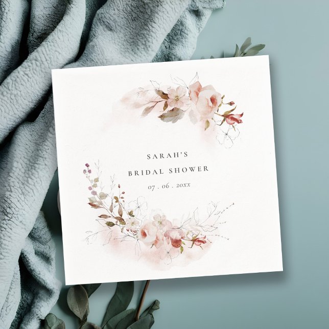 Dusky Fall Marsala Blush Brautparty Serviette (Von Creator hochgeladen)