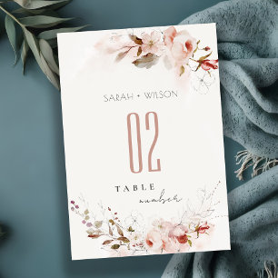 Dusky Fall Marsala Blush Wasserfarbener Hochzeitst Tischnummer