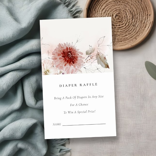 Dusky Fall Marsala Flora Diaper Raffle Baby Dusche Begleitkarte (Von Creator hochgeladen)