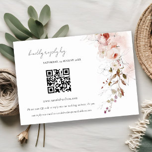 Dusky Fall Marsala Floral Wedding QR Code UAWG Begleitkarte