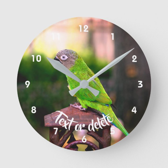 Dusky geharkter Papagei Personalisiert Runde Wanduhr (Vorderseite)