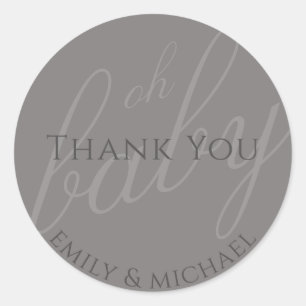 Dusky Gray GreenDanke, Baby Shower Modern Runder Aufkleber