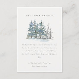 Dusky Green Blue Pine Tree Woods Wedding Detail Begleitkarte