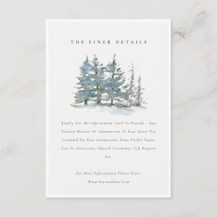 Dusky Green Blue Pine Tree Woods Wedding Detail Begleitkarte