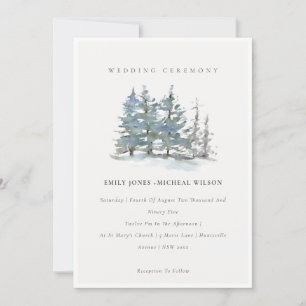 Dusky Green Blue Pine Tree Woods Wedite Dankeskarte