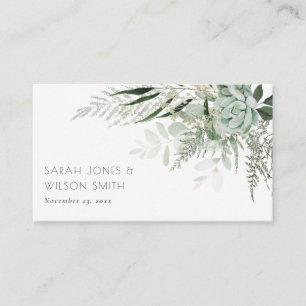 Dusky Green Leafy Fern Succulent Foliage Wedding Platzkarte