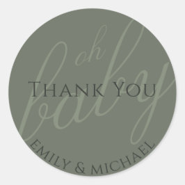 Dusky Green Sage Vielen Dank Baby Dusche Modern Runder Aufkleber