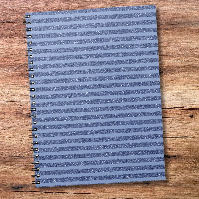Dusky Indigo Glitter Style Horizontal Stripes Notizblock (Von Creator hochgeladen)
