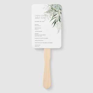 Dusky Leafy Fern Succulent Foliage Wedding Program Fächer