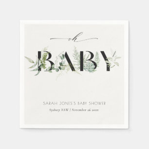 Dusky Leafy Fern Succulent Oh Babydusche Serviette