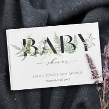 Dusky Leafy Fern Succulent Script Baby Dusche