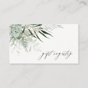 Dusky Leafy Fern Succulent Wedding Gift Registry Visitenkarte