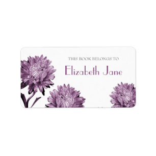 Dusky Lila Aster Buchzeichen Labels Adressaufkleber