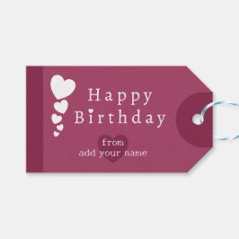 Dusky Pink Birthday Hearts Gift Tags Geschenkanhänger