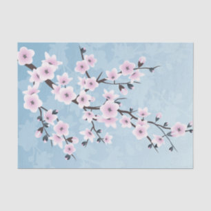 Dusky Pink Blass Blauer Kirschblüten Seidenpapier