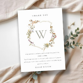 Dusky Pink Blush Wildblume Wappen Brautparty Dankeskarte