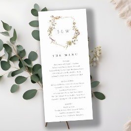 Dusky Pink Blush Wildblume Wappen Hochzeitsmenü Einladung