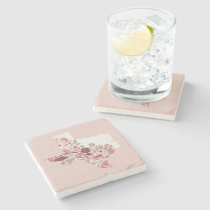 Dusky Pink Floral Texas Steinuntersetzer