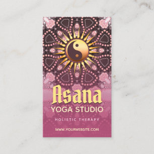 Dusky Pink & Gold Yin Yang Holistic Asana Yoga Visitenkarte