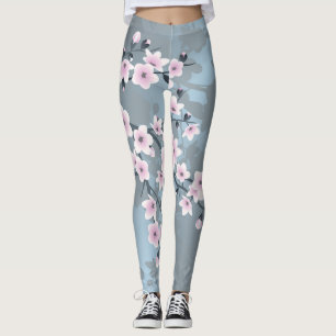 Dusky Pink Grayish Blue Cheroms Leggings