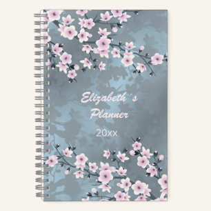 Dusky Pink Grayish Blue Cherry Blossom Name Year  Notizbuch