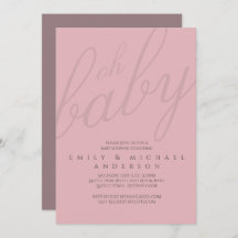 Dusky Pink Typografy Baby Shower Gender Reveal