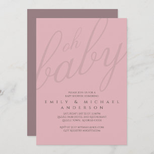 Dusky Pink Typografy Baby Shower Gender Reveal Einladung