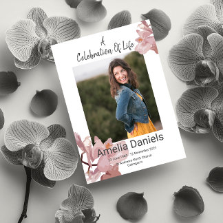 Dusky rosa Orchideenfeier Lebensfotokarte Einladung