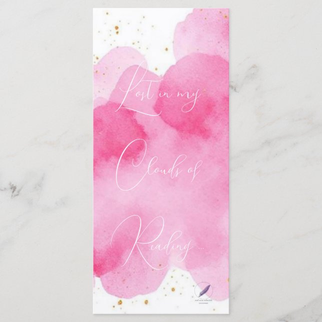 Dusky Rose Clouds Gold Lesezeichen Bookmark Menükarte (Vorderseite)