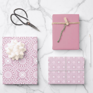Dusky Rose Confetti Lace Diamond Tile Geschenkpapier Set