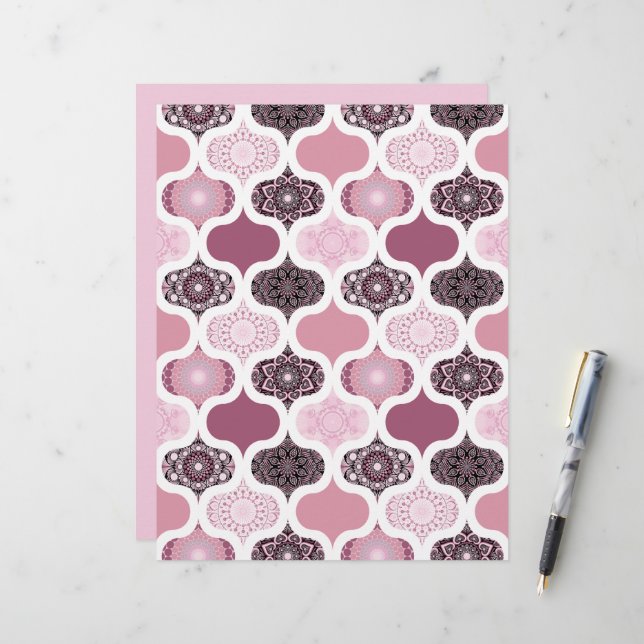 Dusky Rose Dot Mandalases Patchwork Scrapbook (Vorderseite/Rückseite Beispiel)